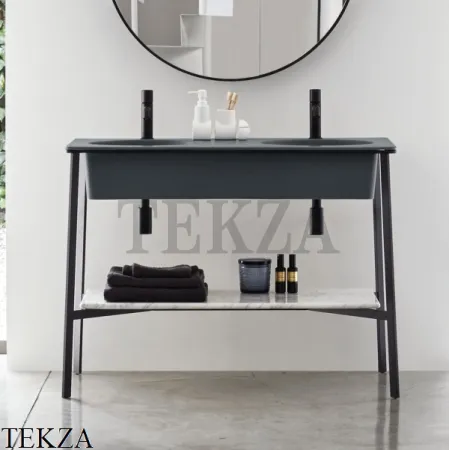 CIELO CATINO DOPPIO Консоль с двойной керамической раковиной, Oltremare-черный