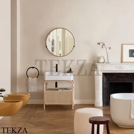CIELO MARCEL Консоль напольная с ящиком Tinto naturale, раковина Corallo