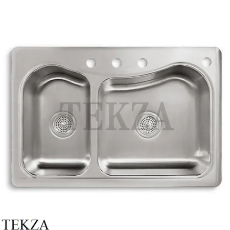 Kohler Staccato Мойка для кухни с 4 отв. под смеситель K-3361-4-NA, нержавеющая сталь