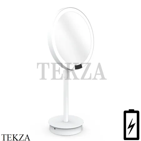 Decor Walther Round Just Look SR Косметическое зеркало, 5х увеличение 0121950, от батарейки 0121950, белый матовый