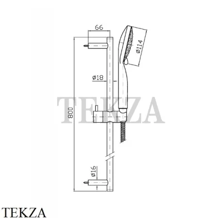 Zucchetti Штанга 80 с круглым ручным душем 3 режима D11 Z95181.C8, nickel глянец