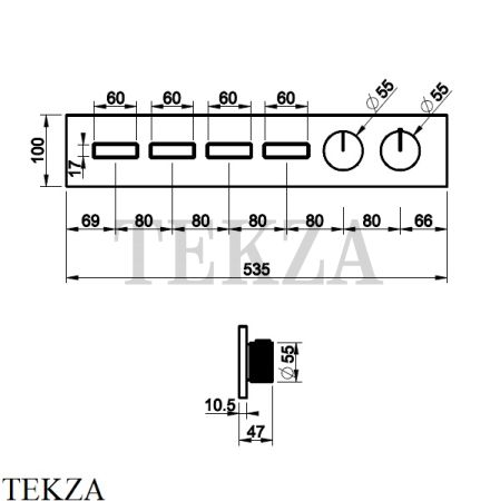 Gessi HI-FI Термостатический смеситель на 4 потока, внешняя часть 63016-708, Copper Brushed
