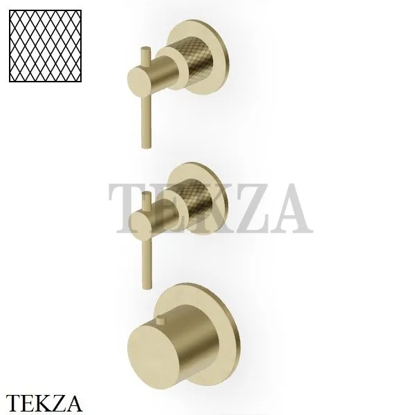 Zucchetti Helm Diagonal Термостат для душа на 2 потока, внешняя часть ZHL802.XP31G3, brushed british gold PVD