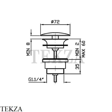 Zucchetti Донный клапан для раковины фиксированный R97760, хром глянец