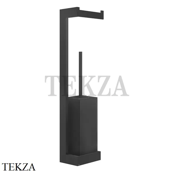 Gessi Rettangolo Стойка настенная с бумагодержателем и ершиком, черный 20868-299, Black XL