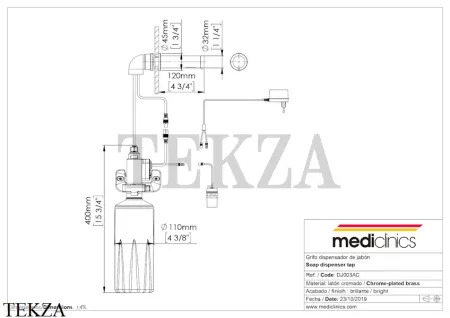 Mediclinics ALL-IN-ONE Cушилка для рук, кран для воды, дозатор жидкого мыла UCM093A, хром глянец