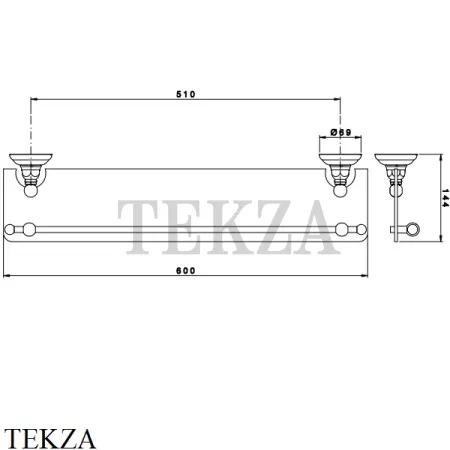 Nicolazzi CLASSICI Полочка стеклянная с держателями 1480CR, хром глянец