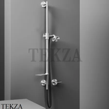 QuadroDesign Душевая штанга с подводом воды и ручным душем, TS21.00 AS, Brushed Stainless Steel