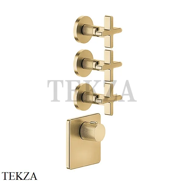 Gessi INCISO WELLNESS Термостат 3 выхода, внешняя часть 58346-727, Brushed Brass