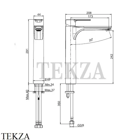 FIMA Carlo Frattini MAST Смеситель для раковины, без гарнитура, F3131/HNS.1, черный матовый