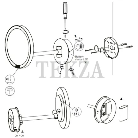 Decor Walther Round Just Look WR Косметическое зеркало, 5х увел. Kelvin 6000, от батарейки, черный матовый