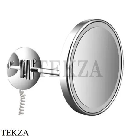 EMCO Pure Косметическое зеркало LED-подсветка, 3x увеличение, шнур, прямой кронштейн, хром глянец
