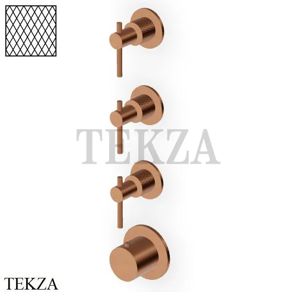 Zucchetti Helm Diagonal Термостат для душа на 3 потока, внешняя часть ZHL803.XP91G3, brushed copper PVD